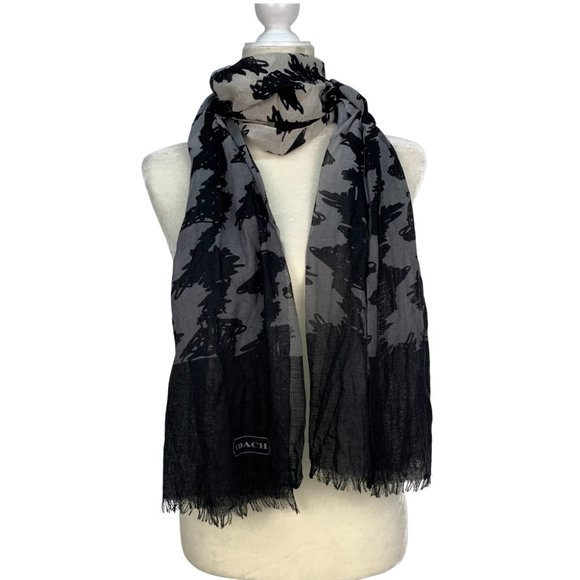 Coach Accessories - Coach Rectangle Scarf Lightweight Black Gray
